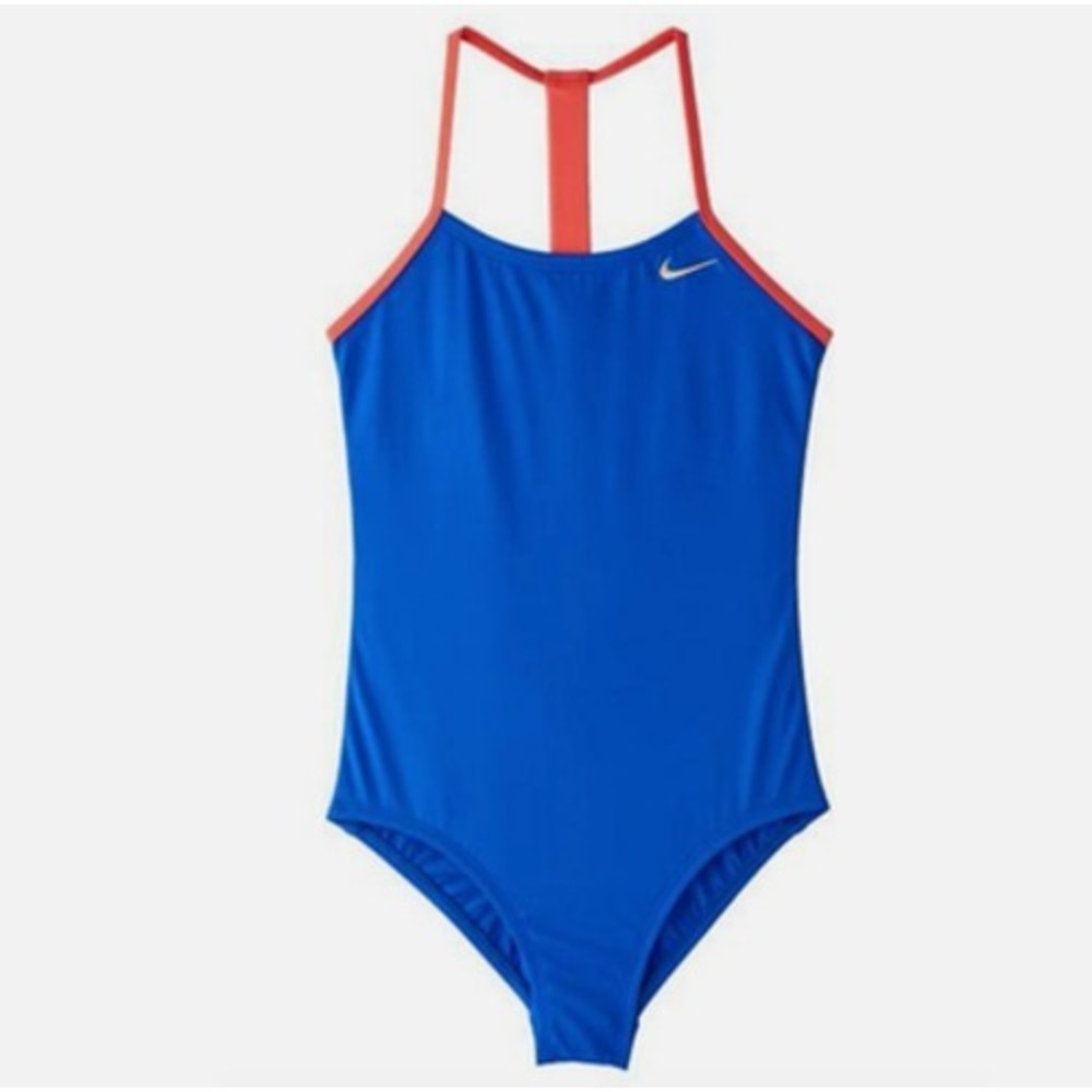 Girls Nike Solid T-Back One Piece Swimsuit - Large